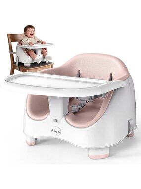 Portable 2-in-1 Baby Booster Seat for Kitchen Chair & Floor, Washable Cushion